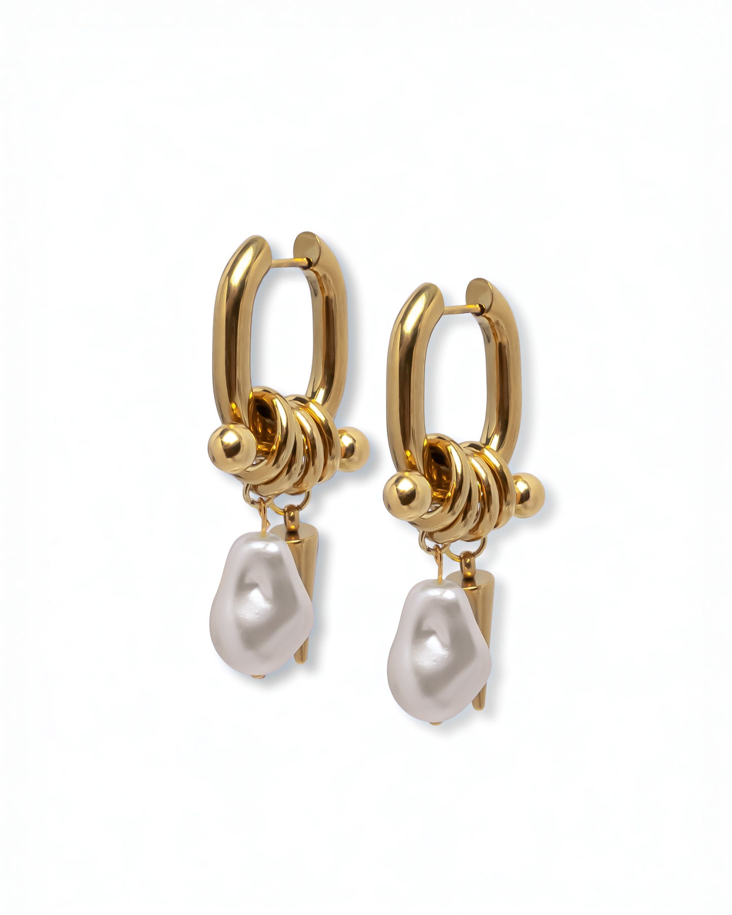 Spiky Pearl Hoops - Gold