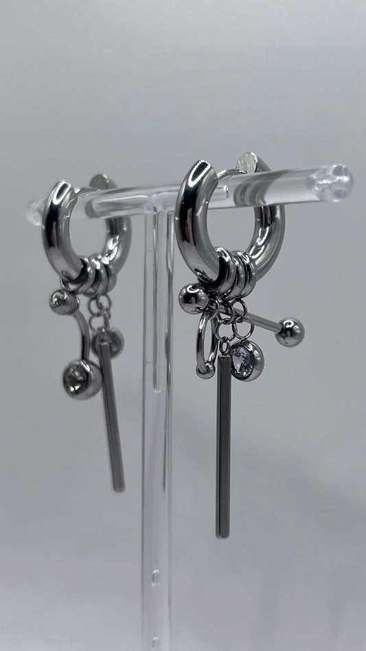 Chunky Piercing Earrings Silver