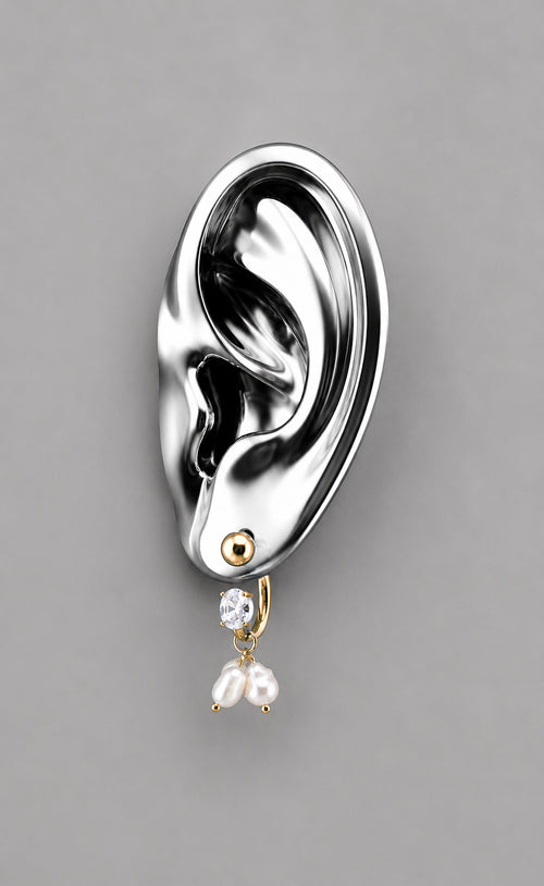 Pearl Hoops - Gold