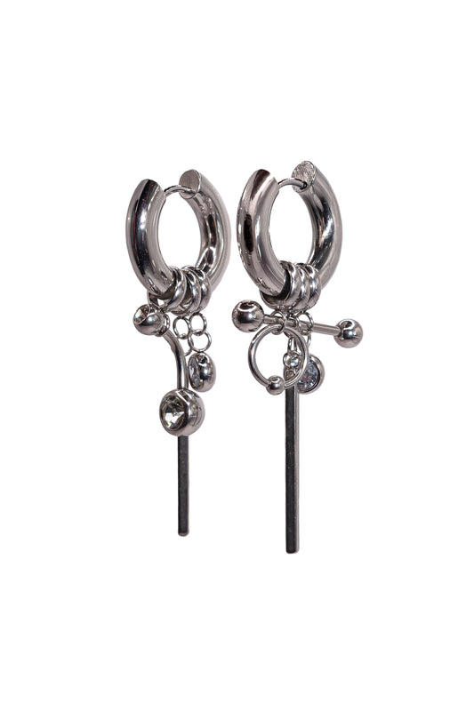 Chunky Piercing Earrings Silver