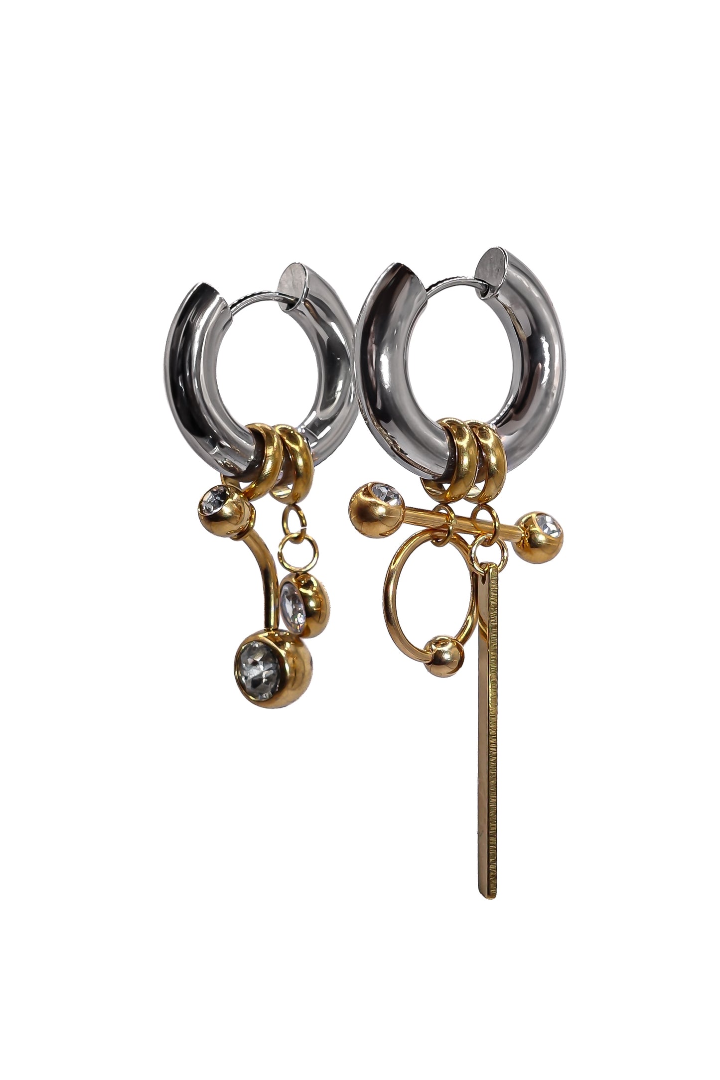 (Pre-Order) Chunky Piercing Earrings Silver&Gold