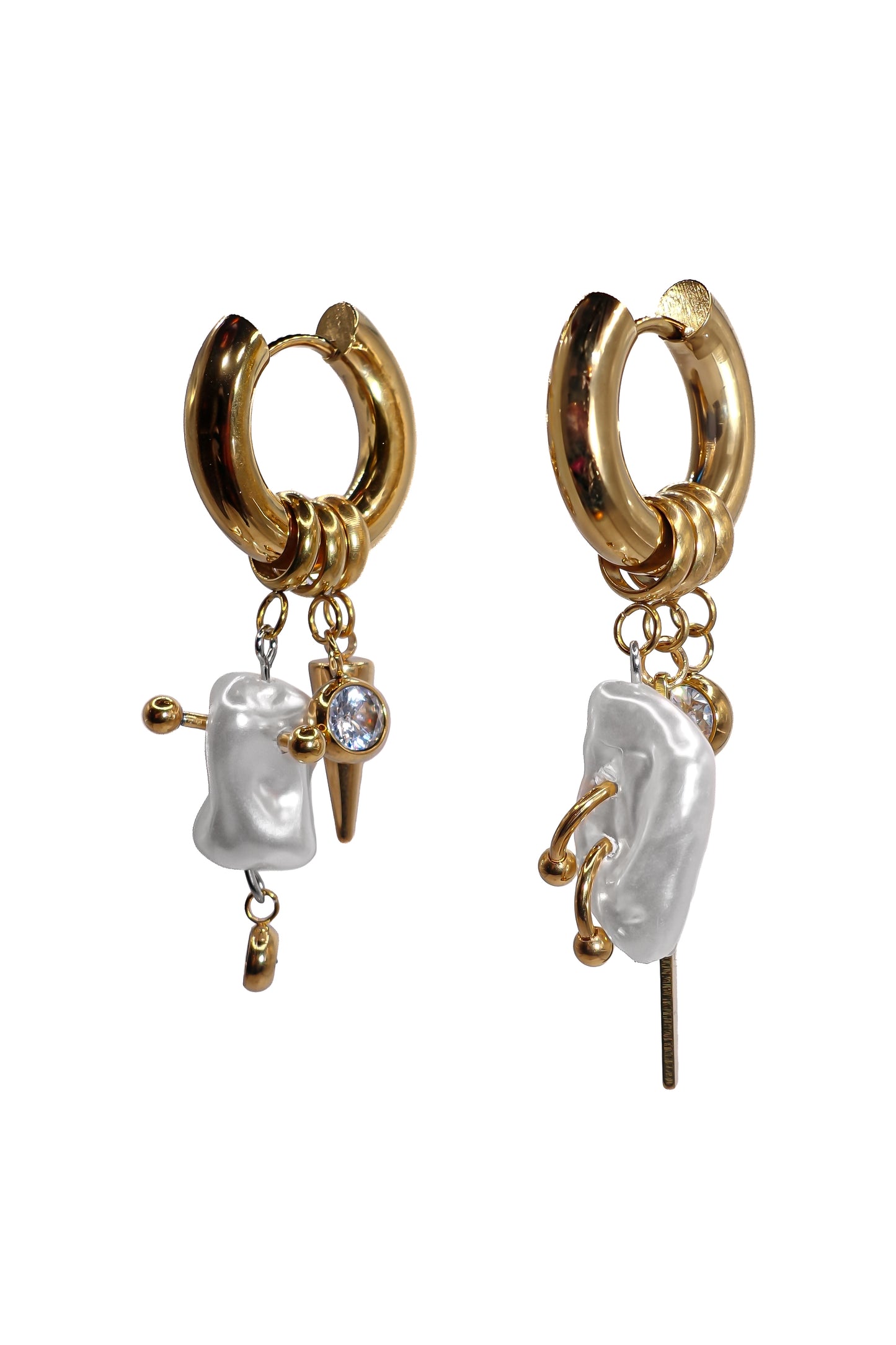 Gold Piercing Pearl Earrings 2.0