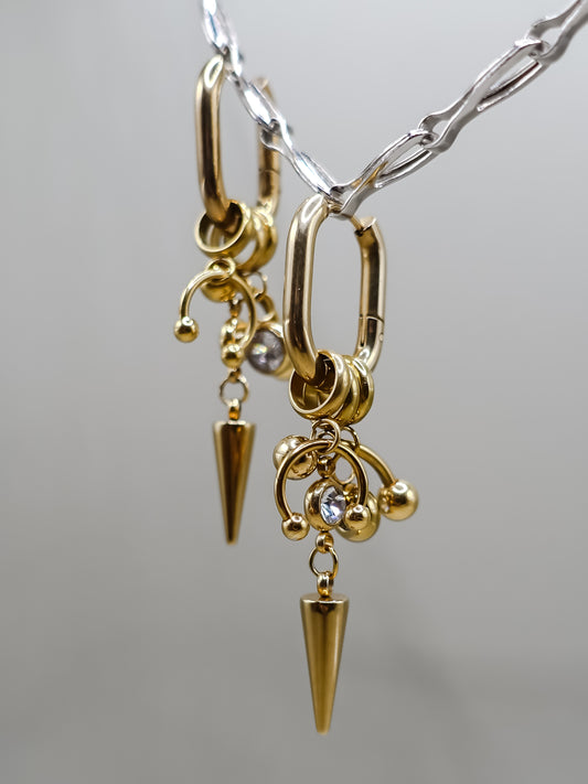 Drop Piercing Earrings Gold