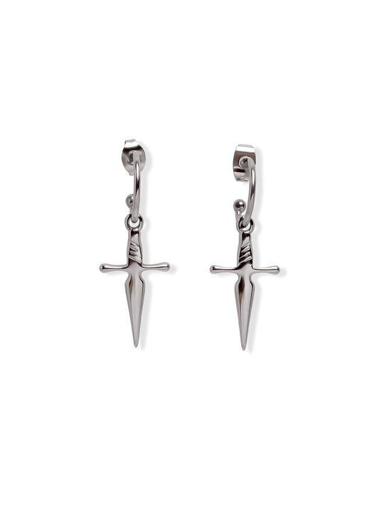 Mini Sword Earrings - Silver