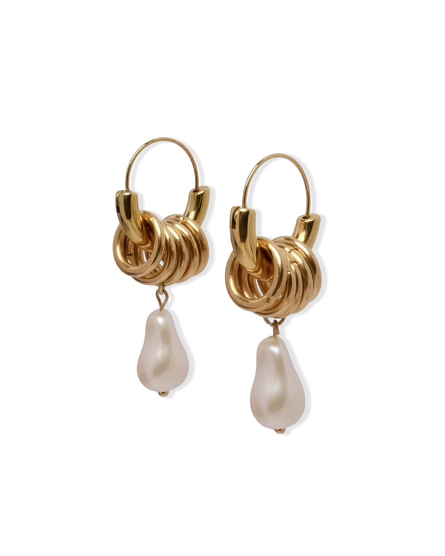 Pearl Hoops - Gold