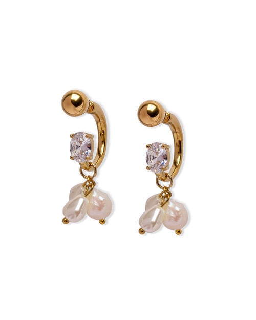 Pearl Hoops - Gold