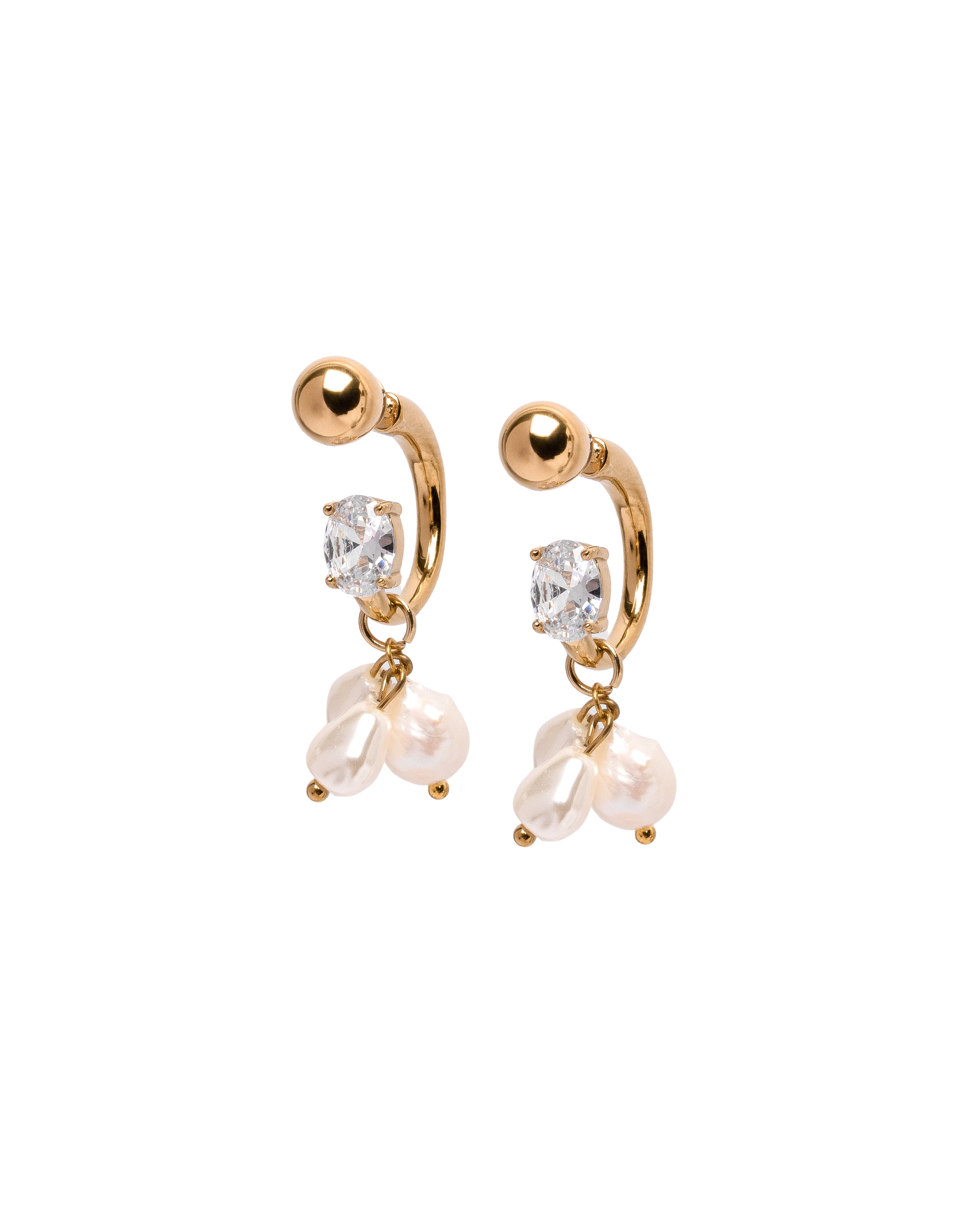 Pearl Hoops - Gold