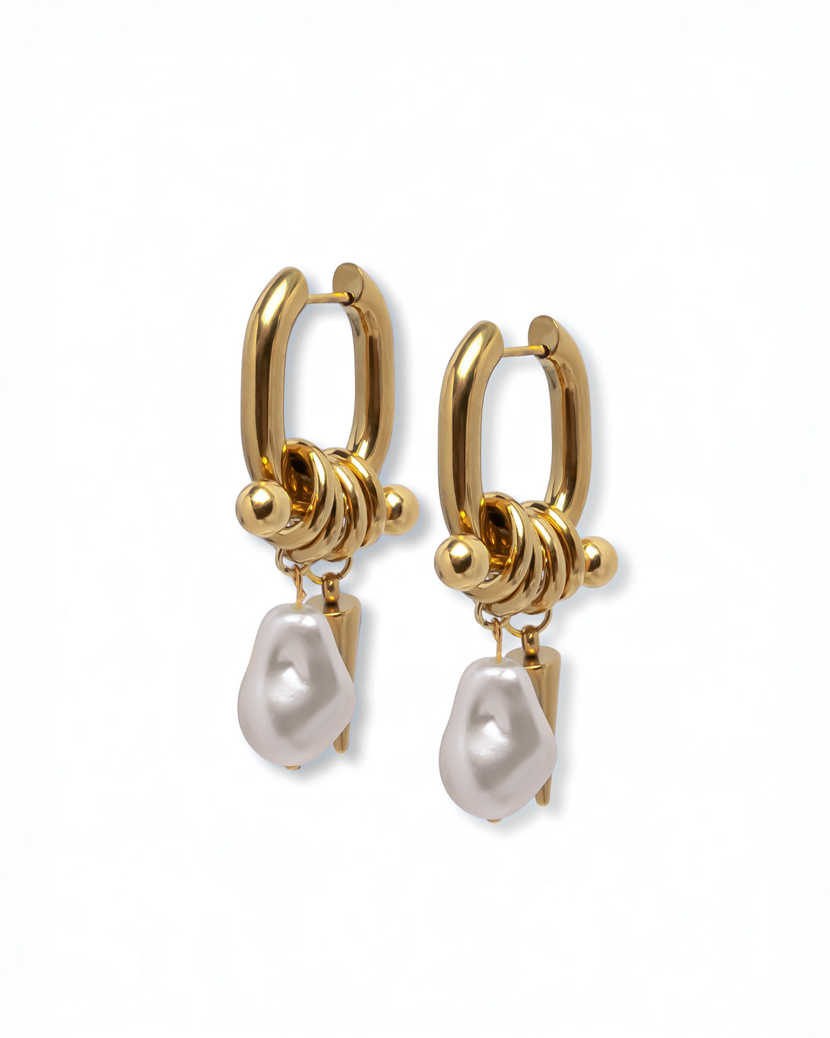 Spiky Pearl Hoops - Gold