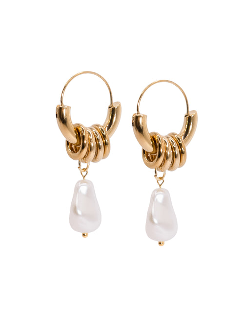 Pearl Hoops - Gold