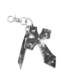 Cowhide Cross Keychain