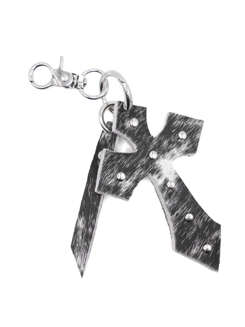 Cowhide Cross Keychain