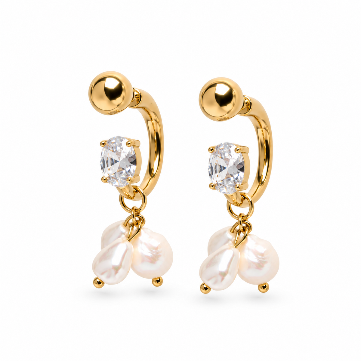 Pearl Hoops - Gold