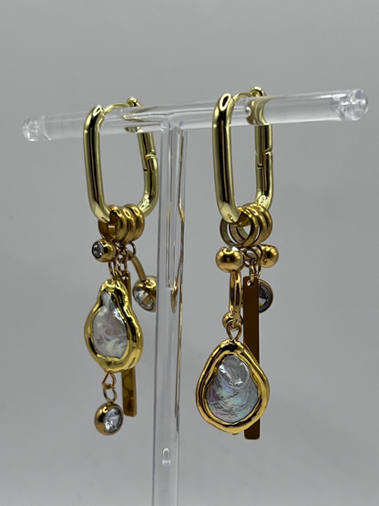 Gold Freshwater Pearl Earrings