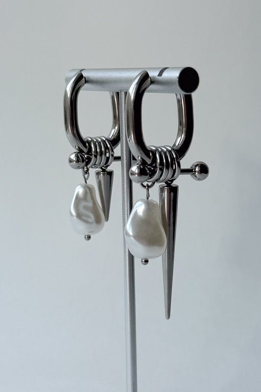 Spiky Pearl Hoops