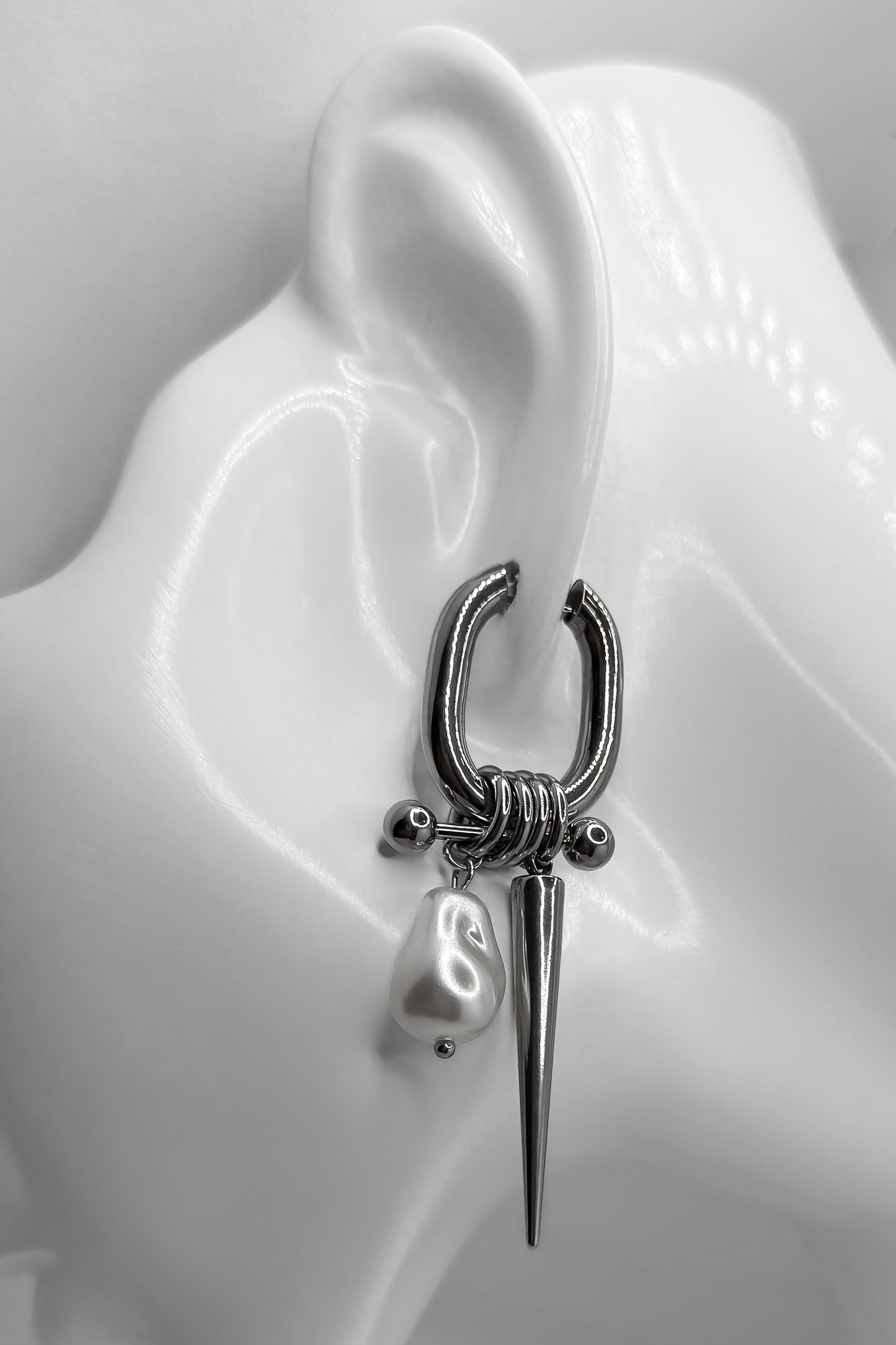 Spiky Pearl Hoops