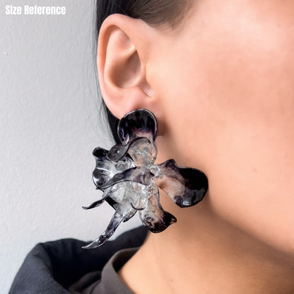 Black Flower Earrings - KYNNINGARVERÐ